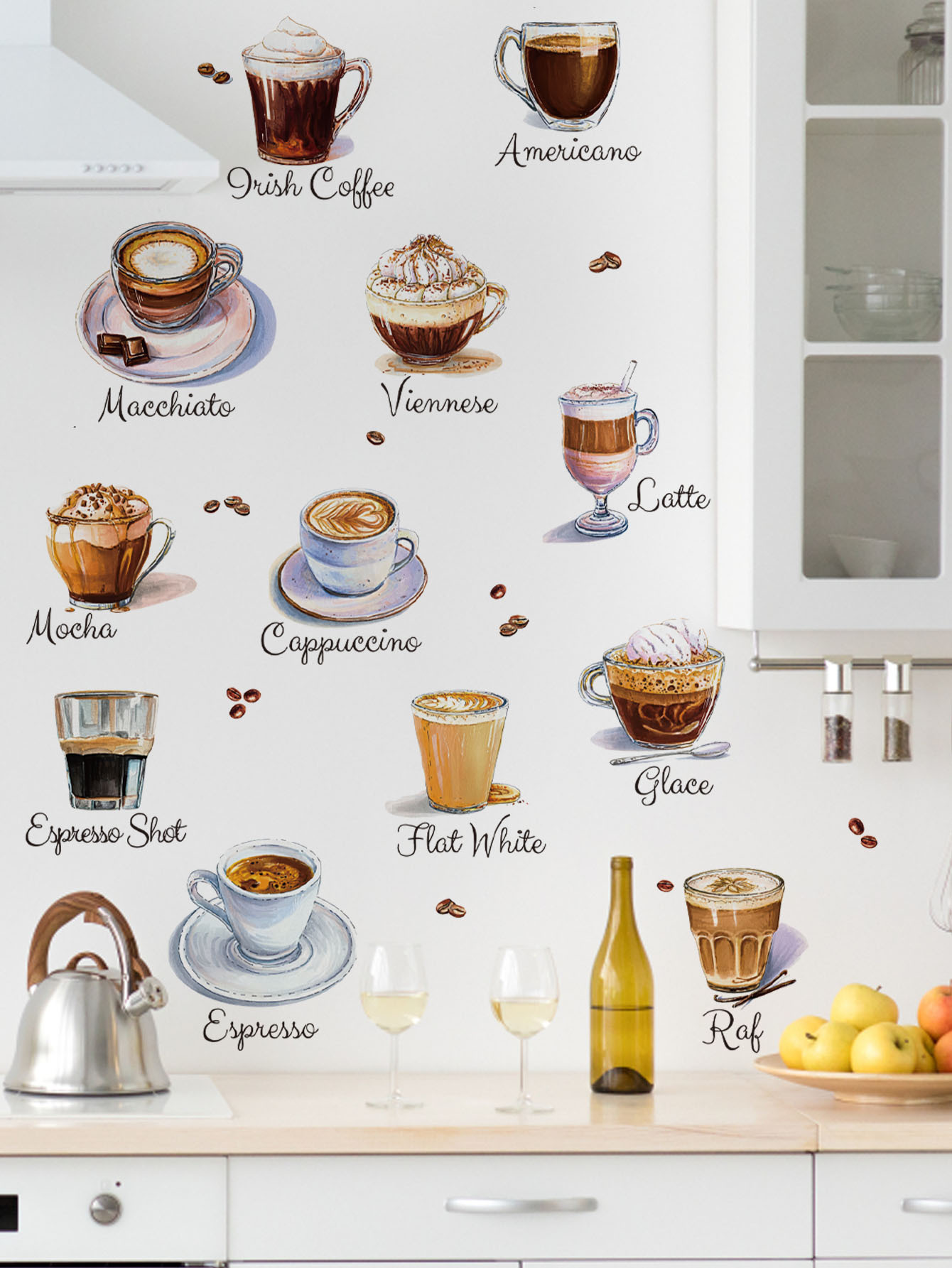 สติ๊กเกอร์ติดผนังลายแก้วกาแฟ แ - Pvc Panel Background บทวิจารณ์และราคา
