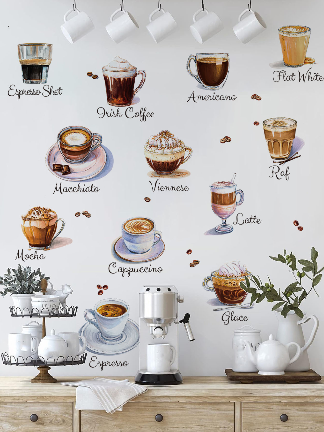 สติ๊กเกอร์ติดผนังลายแก้วกาแฟ แ - Pvc Panel Background บทวิจารณ์และราคา