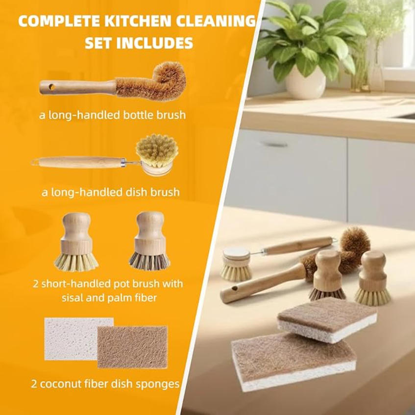 ชุดแปรงล้างจานไม้ไผ่ 6 ชิ้น -  - Substrate Coconut Fiber บทวิจารณ์และราคา