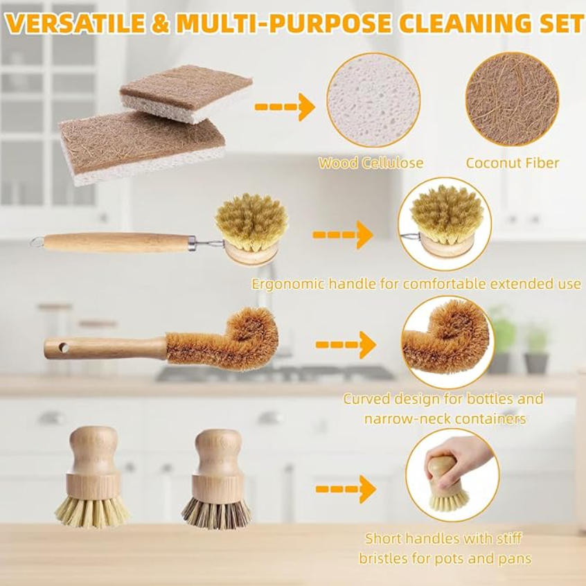 ชุดแปรงล้างจานไม้ไผ่ 6 ชิ้น -  - Substrate Coconut Fiber บทวิจารณ์และราคา